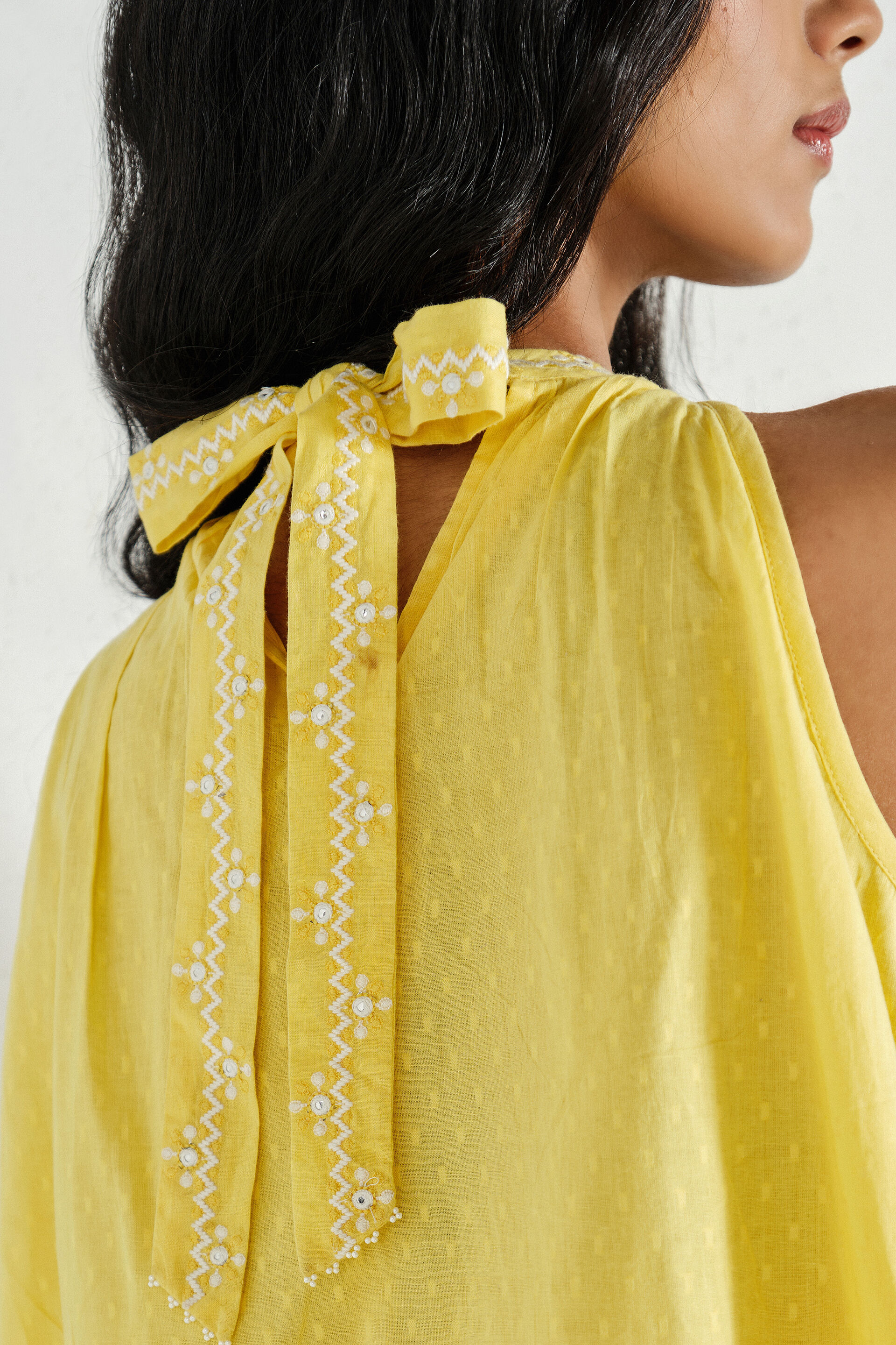 Chirpy Yellow Cotton Top, Yellow, image 2